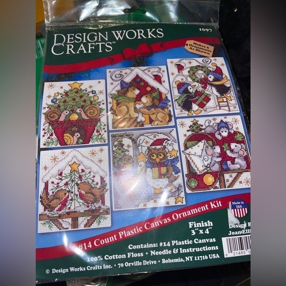 Cross Stitch Kit Design Works 6 Home for Christmas 3”x4”Ornaments #1697